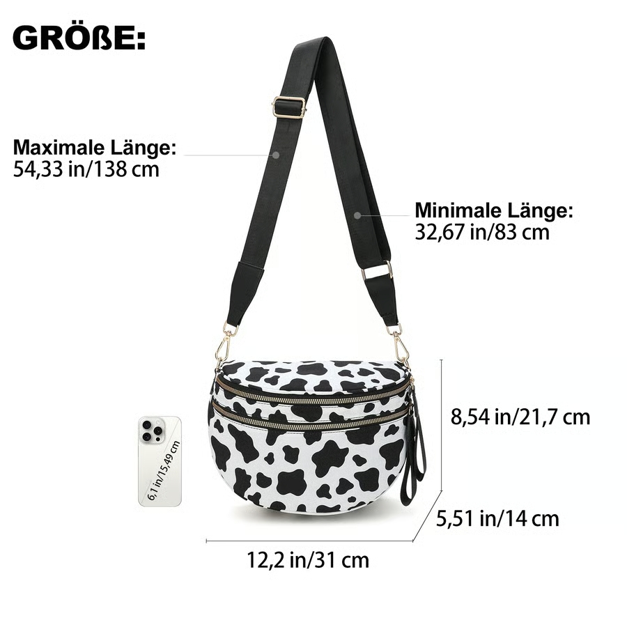 Schwarz-weiß kariertes Nylon-Bauchtasche