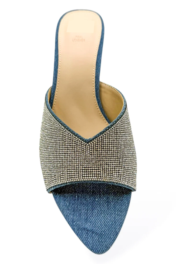 Verzierte mittelhohe Absätze - Denim