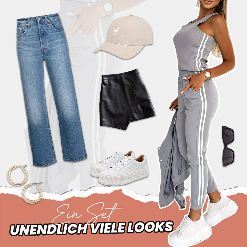 Dreiteiliges Baseballjacken- und -hosen-Set für Frauen