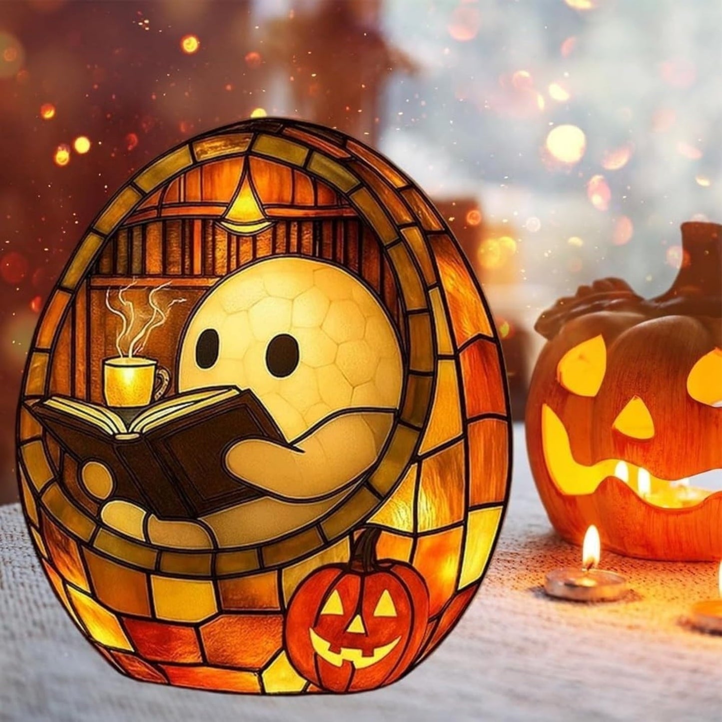 3D-Halloween-Geisterlampe aus gebeiztem Harz