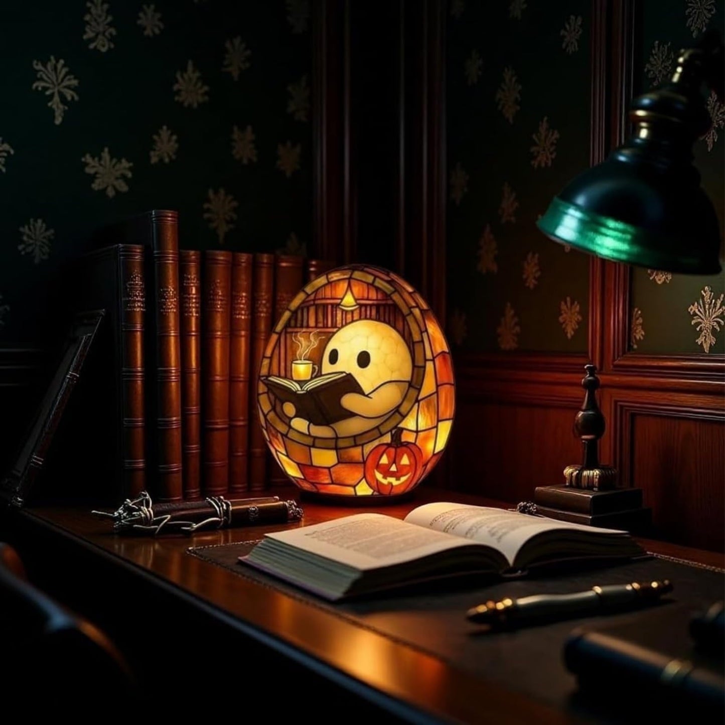3D-Halloween-Geisterlampe aus gebeiztem Harz