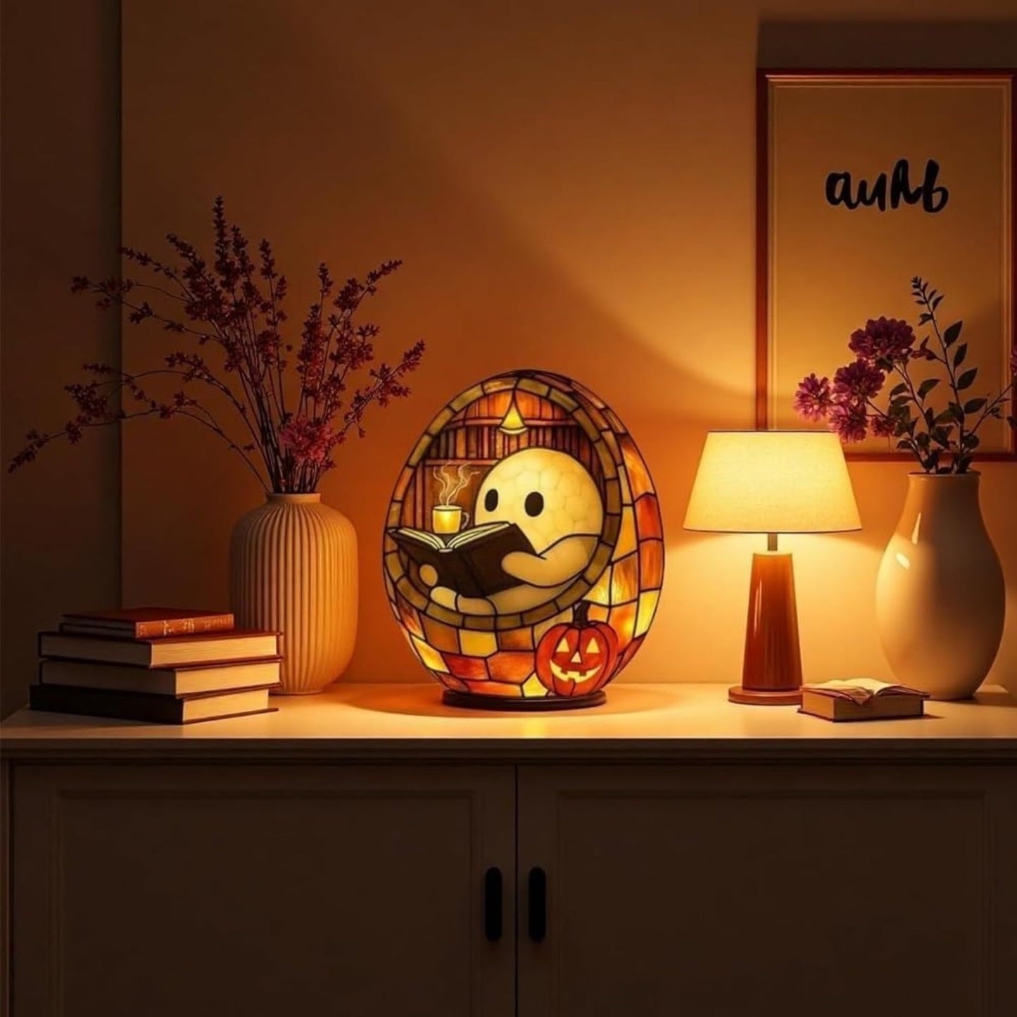 3D-Halloween-Geisterlampe aus gebeiztem Harz
