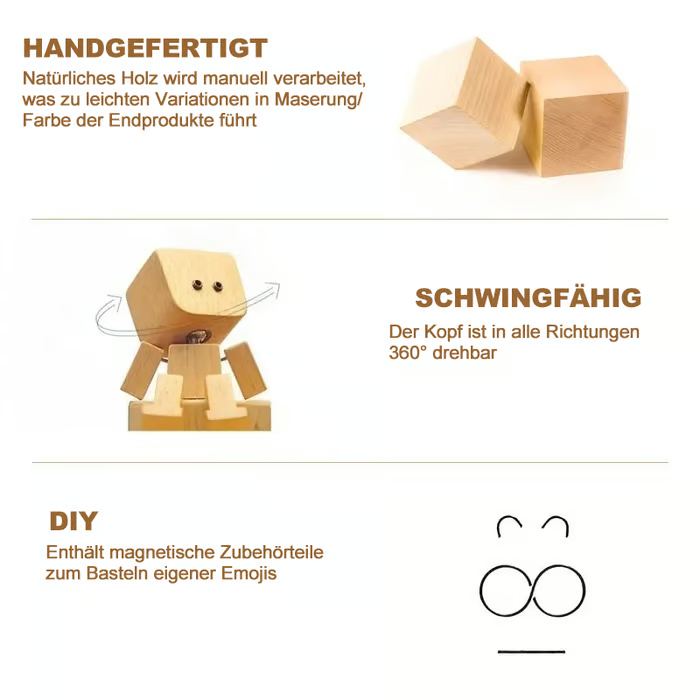 Wippendes Holzmännchen Mit Wohlfühl-Lächeln – Kreatives Auto-Duftaccessoire