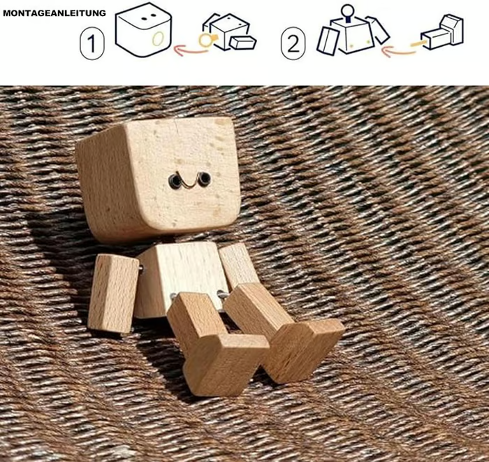 Wippendes Holzmännchen Mit Wohlfühl-Lächeln – Kreatives Auto-Duftaccessoire