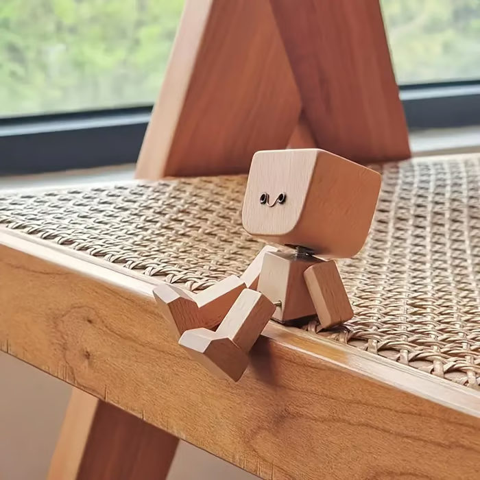 Wippendes Holzmännchen Mit Wohlfühl-Lächeln – Kreatives Auto-Duftaccessoire