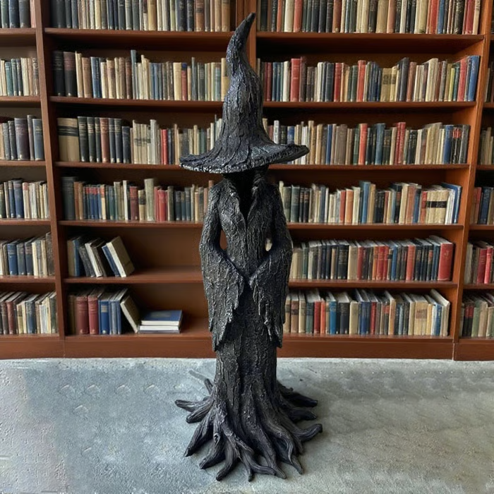 Handbemalte, bezaubernde Hexenstatue