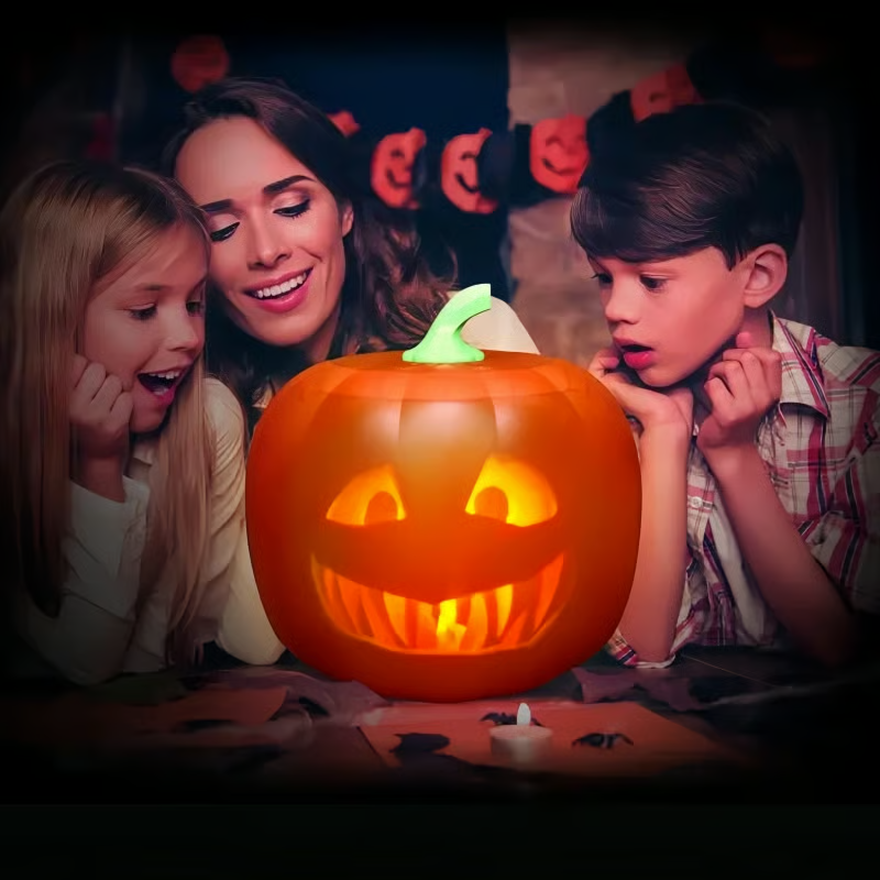 Glow Magic Kürbislaterne – flackernde LED-Halloween-Dekoration mit realistischem Flammeneffekt