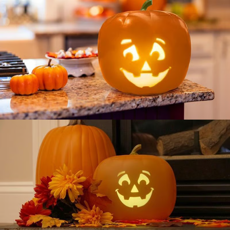 Glow Magic Kürbislaterne – flackernde LED-Halloween-Dekoration mit realistischem Flammeneffekt