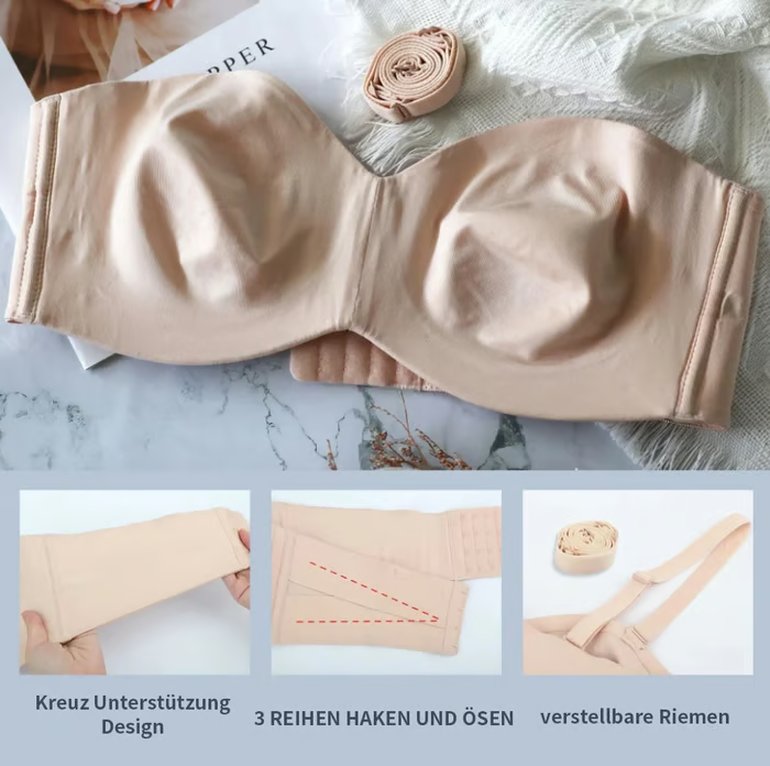 Nahtloser, trägerloser und wandelbarer Bandeau-BH mit vollem Halt
