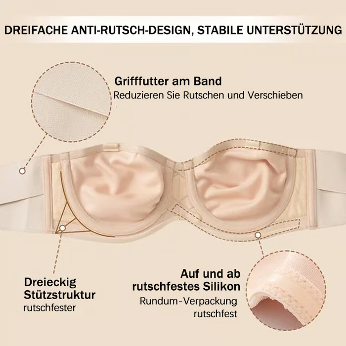 Nahtloser, trägerloser und wandelbarer Bandeau-BH mit vollem Halt