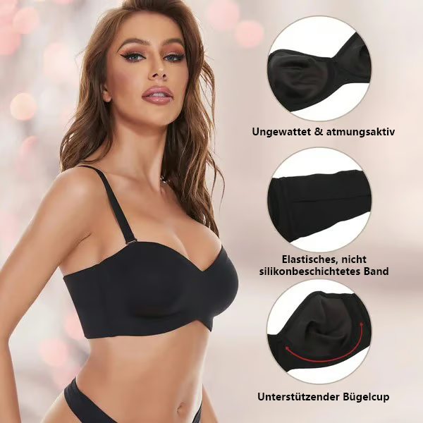 Nahtloser, trägerloser und wandelbarer Bandeau-BH mit vollem Halt