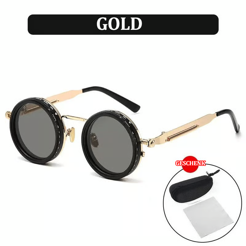 Verstellbare getönte runde polarisierte Gläser Retro-Sonnenbrille