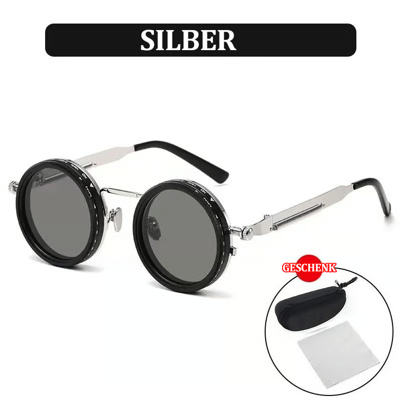 Verstellbare getönte runde polarisierte Gläser Retro-Sonnenbrille