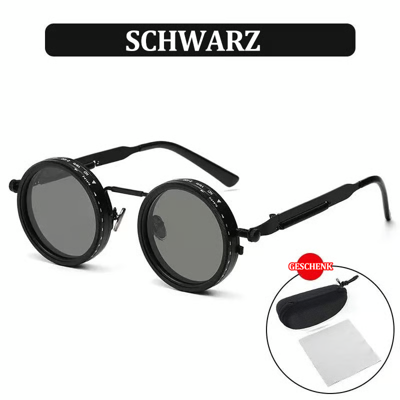 Verstellbare getönte runde polarisierte Gläser Retro-Sonnenbrille