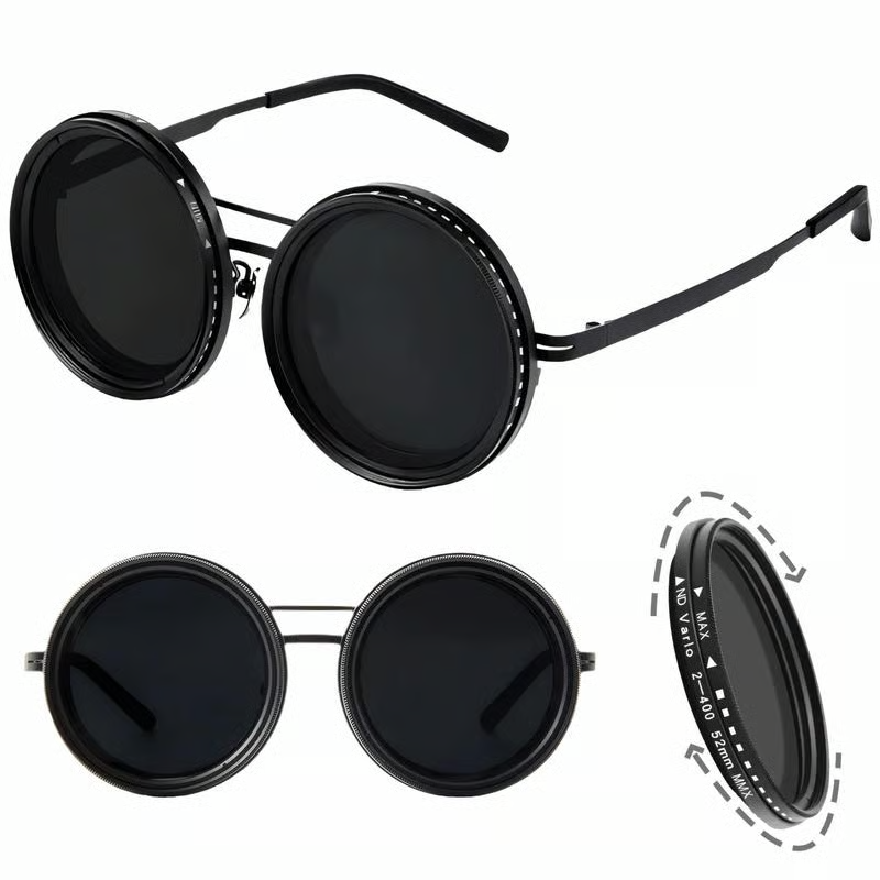 Verstellbare getönte runde polarisierte Gläser Retro-Sonnenbrille