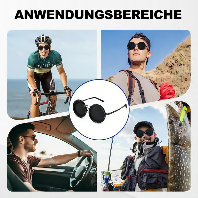 Verstellbare getönte runde polarisierte Gläser Retro-Sonnenbrille