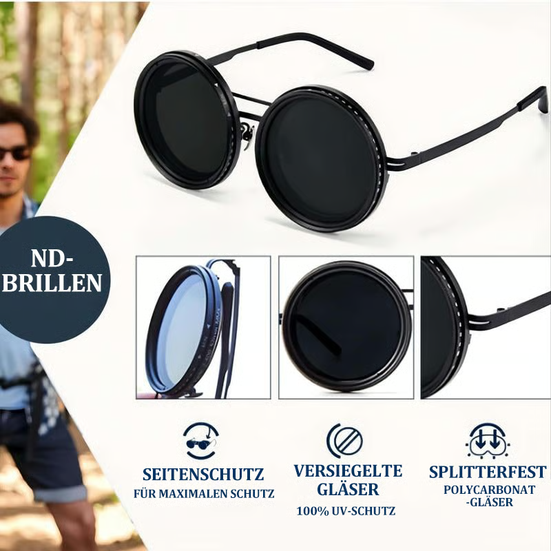 Verstellbare getönte runde polarisierte Gläser Retro-Sonnenbrille
