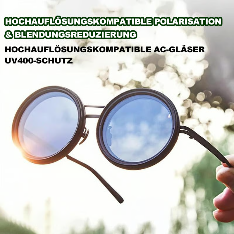 Verstellbare getönte runde polarisierte Gläser Retro-Sonnenbrille
