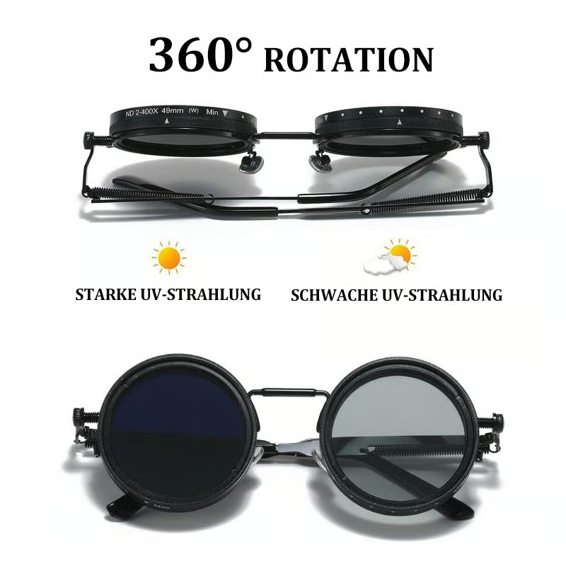 Verstellbare getönte runde polarisierte Gläser Retro-Sonnenbrille