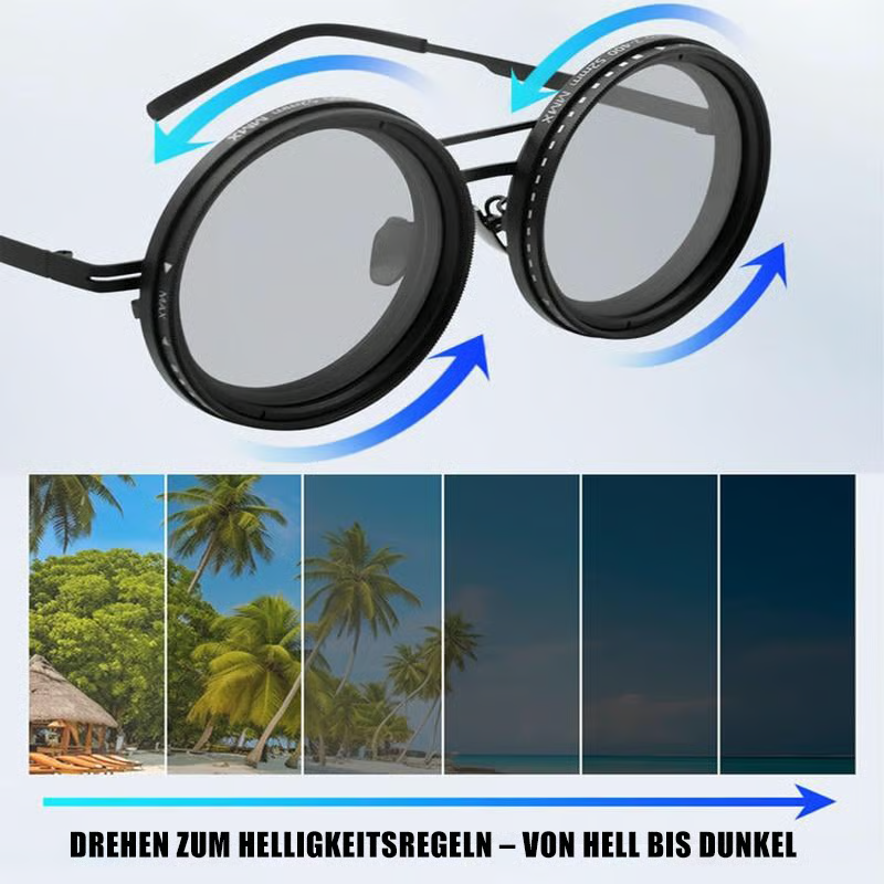 Verstellbare getönte runde polarisierte Gläser Retro-Sonnenbrille