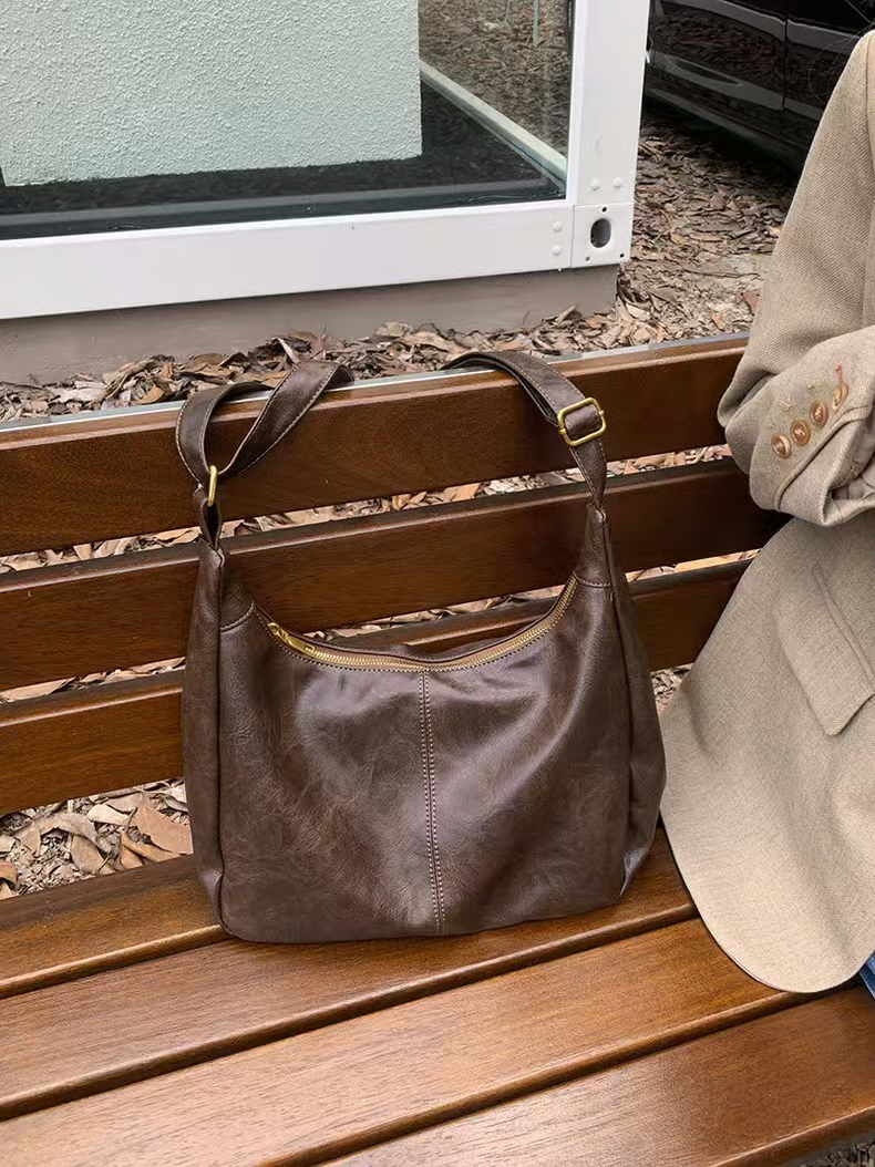 Damen einfarbige Schultertasche