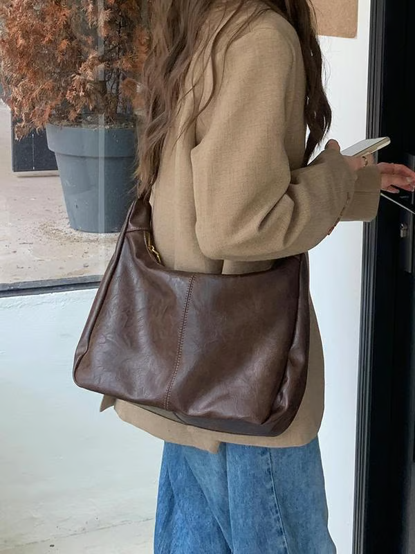 Damen einfarbige Schultertasche
