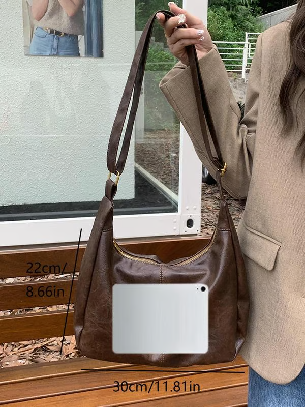 Damen einfarbige Schultertasche