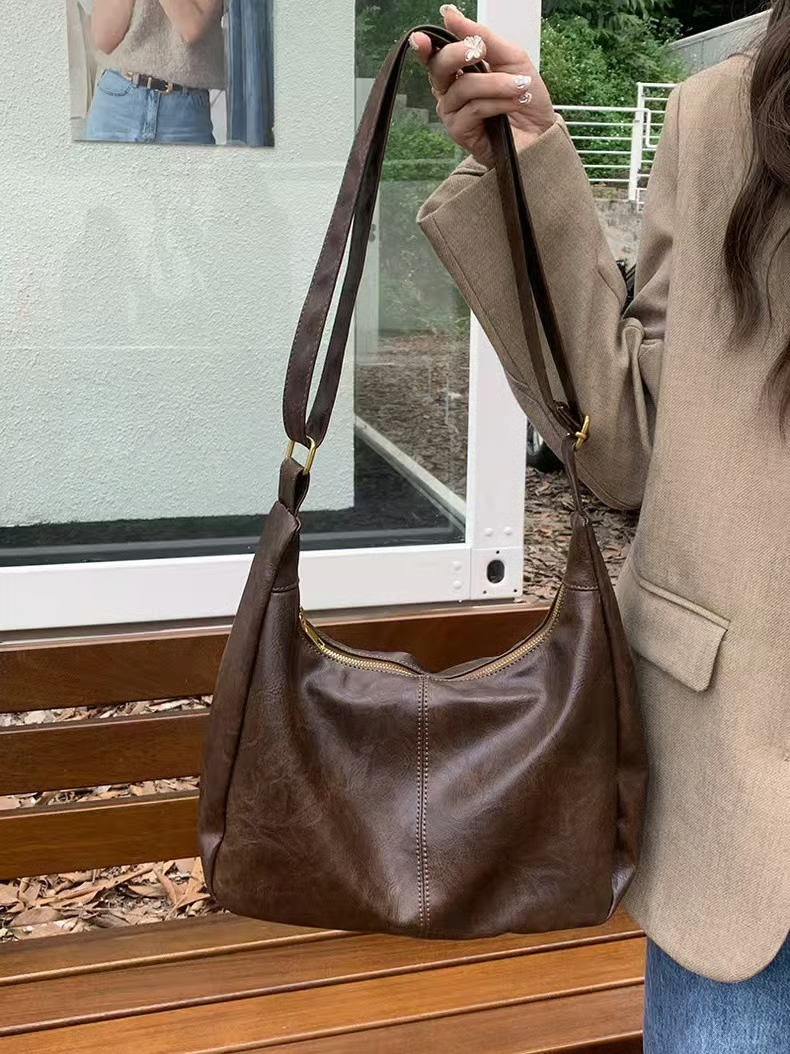 Damen einfarbige Schultertasche