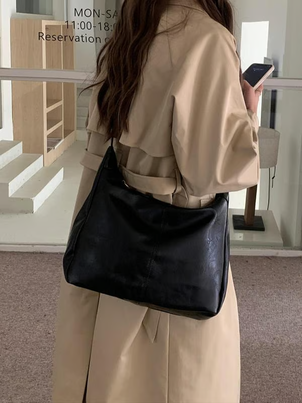 Damen einfarbige Schultertasche