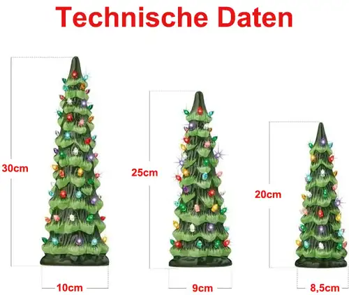 Retro handbemalte Tisch-Weihnachtsbäume