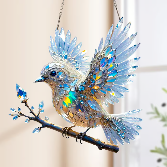 Acryl-Kunstornament „Himmelblauer Vogel