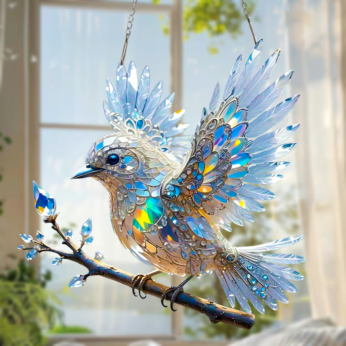 Acryl-Kunstornament „Himmelblauer Vogel