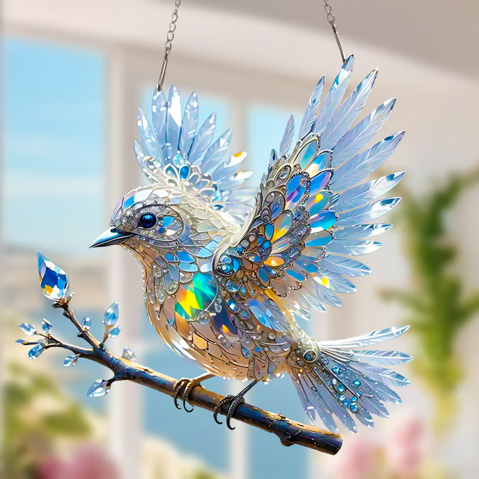 Acryl-Kunstornament „Himmelblauer Vogel