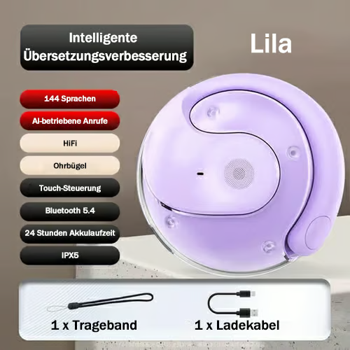 AI-Übersetzungs-Wireless OWS Bluetooth 5,4 Kopfhörer (Kompatibel mit iOS & Android)