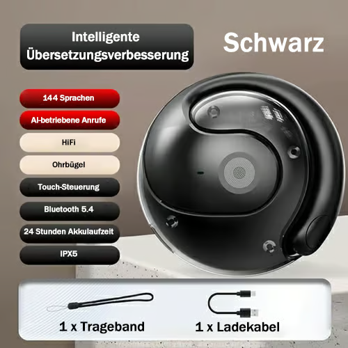 AI-Übersetzungs-Wireless OWS Bluetooth 5,4 Kopfhörer (Kompatibel mit iOS & Android)