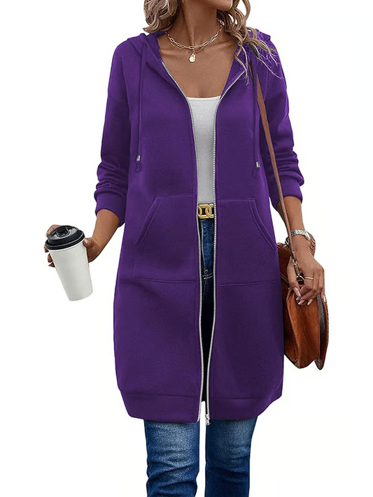 Lässiger Fleece-Kapuzenpullover mit Reißverschluss für Damen