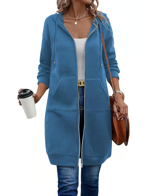 Lässiger Fleece-Kapuzenpullover mit Reißverschluss für Damen