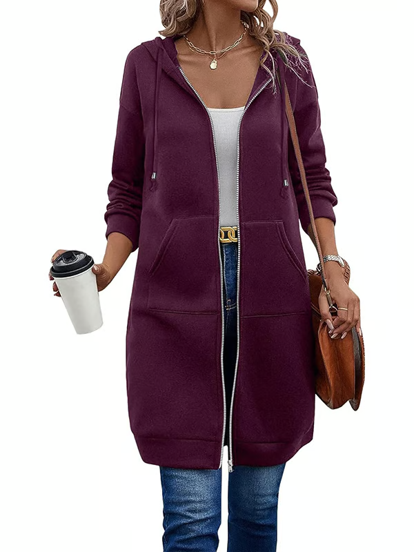 Lässiger Fleece-Kapuzenpullover mit Reißverschluss für Damen