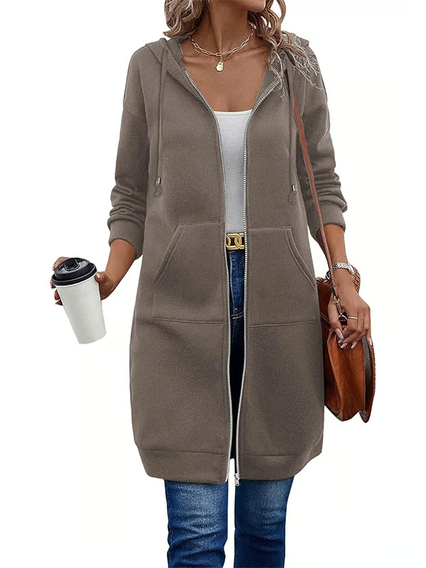 Lässiger Fleece-Kapuzenpullover mit Reißverschluss für Damen