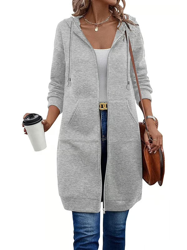 Lässiger Fleece-Kapuzenpullover mit Reißverschluss für Damen