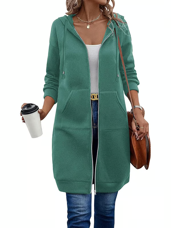 Lässiger Fleece-Kapuzenpullover mit Reißverschluss für Damen