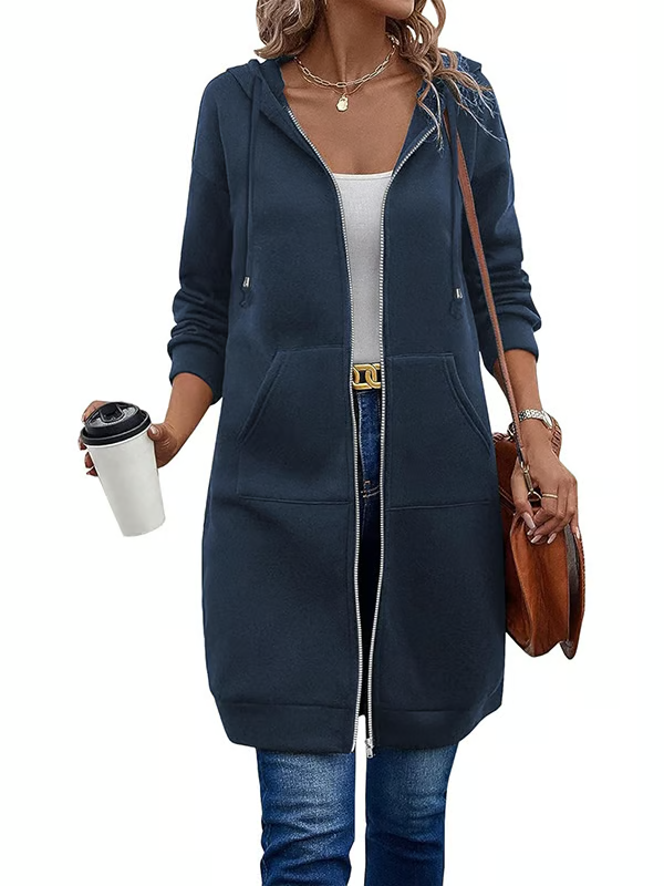 Lässiger Fleece-Kapuzenpullover mit Reißverschluss für Damen