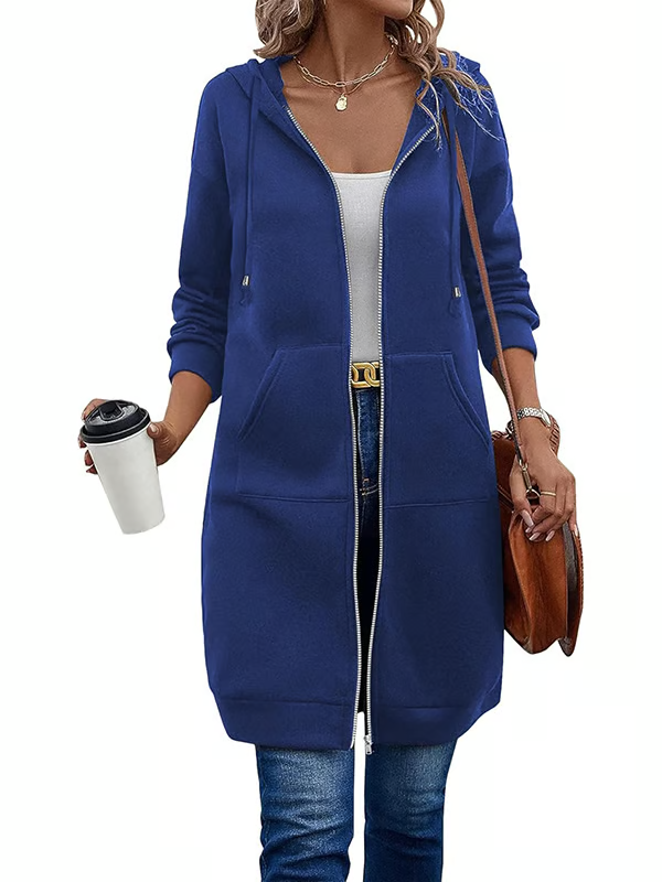 Lässiger Fleece-Kapuzenpullover mit Reißverschluss für Damen