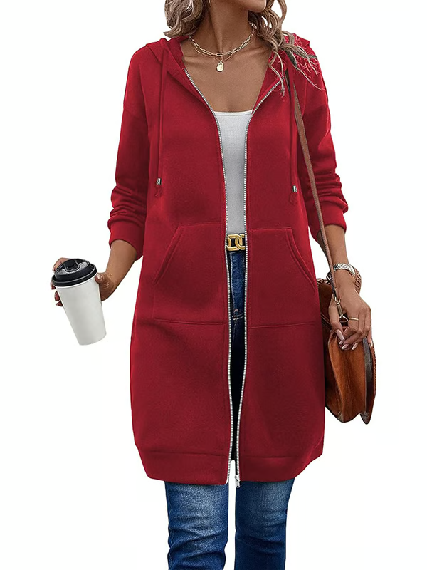 Lässiger Fleece-Kapuzenpullover mit Reißverschluss für Damen