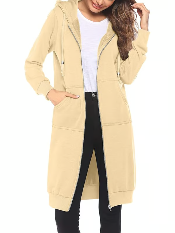 Lässiger Fleece-Kapuzenpullover mit Reißverschluss für Damen