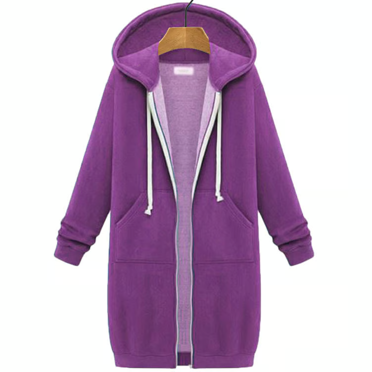 Lässiger Fleece-Kapuzenpullover mit Reißverschluss für Damen