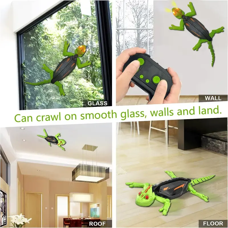 Ferngesteuertes Gecko-Spielzeug zum Wandklettern mit LED-Augen