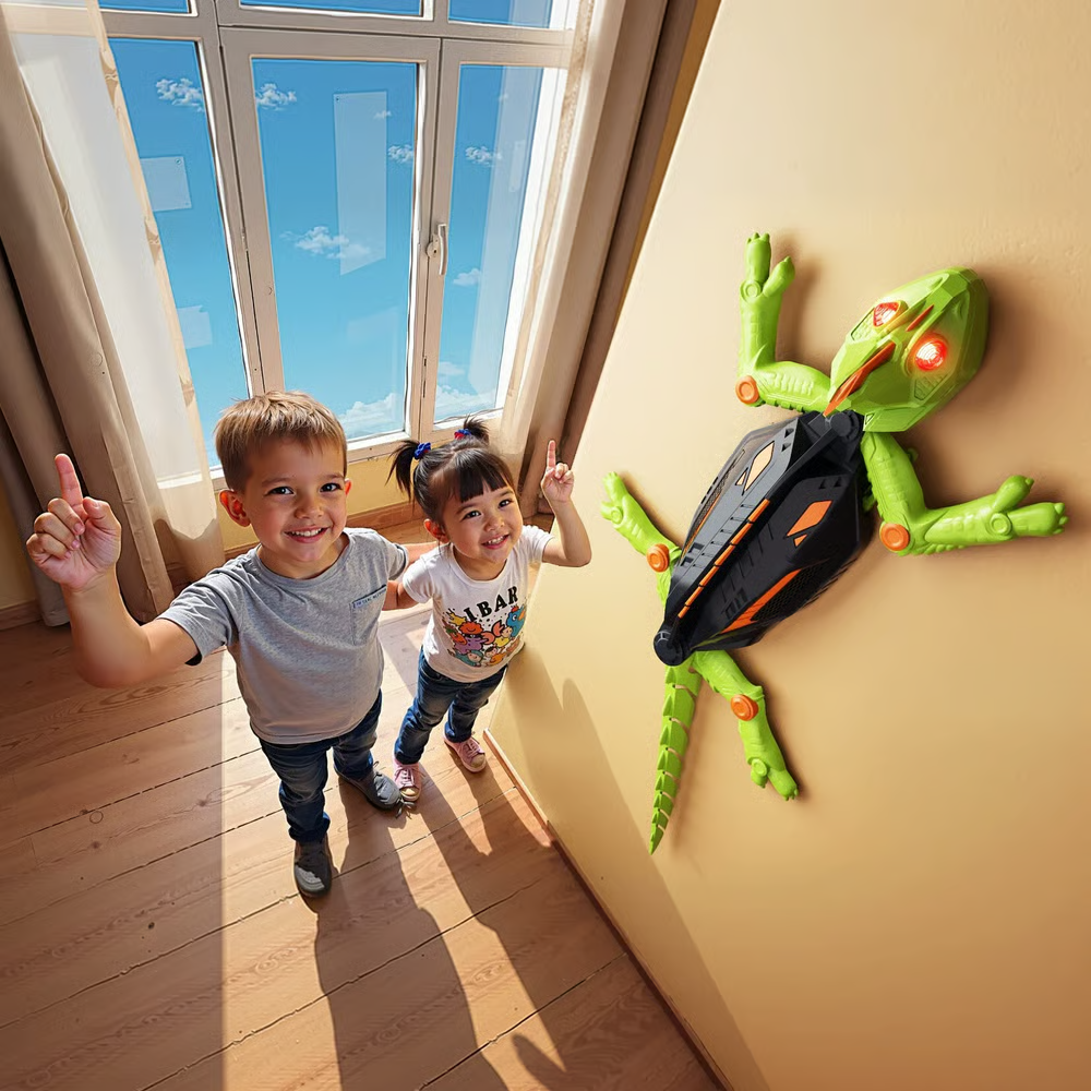 Ferngesteuertes Gecko-Spielzeug zum Wandklettern mit LED-Augen