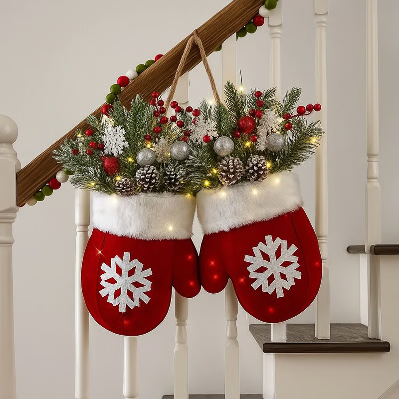 Funkelnder Christstulpen-Kranz mit 120 LED-Lichtern & 10h Auto-Timer