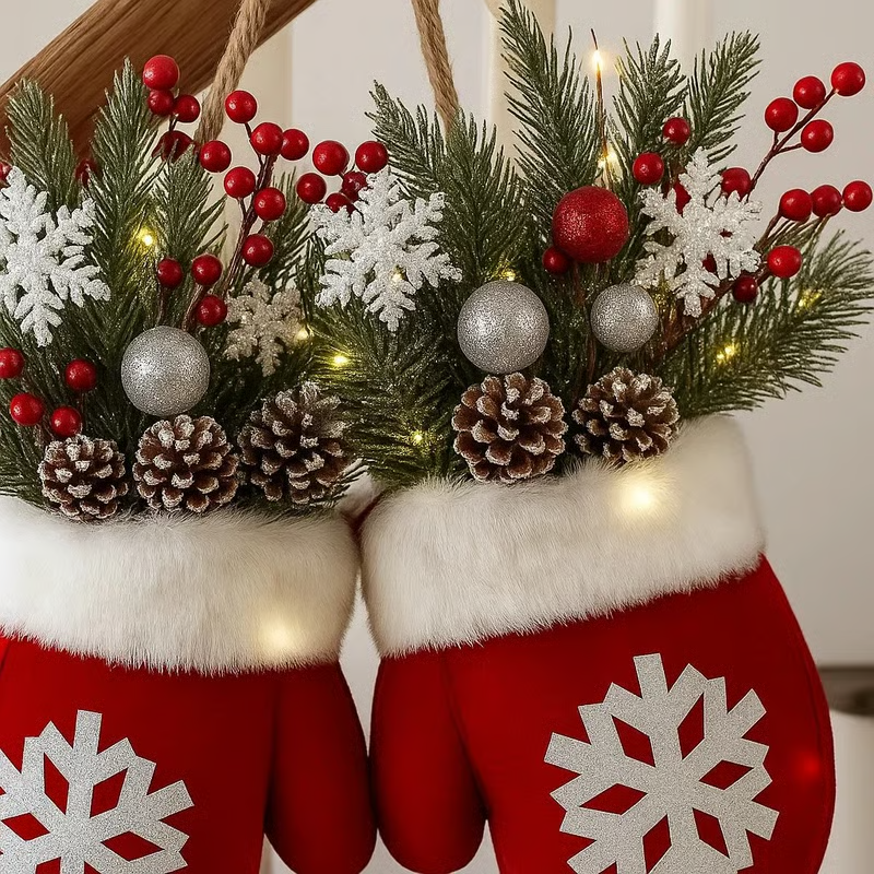 Funkelnder Christstulpen-Kranz mit 120 LED-Lichtern & 10h Auto-Timer